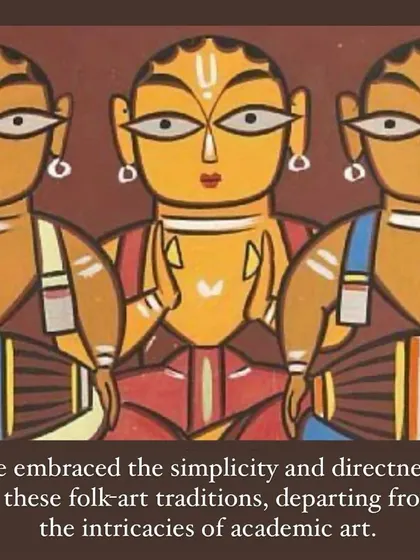 Jamini Roy embraced the simplicity and directness of folk traditions, departing from the intricacies of academic art, a style our students love to explore.