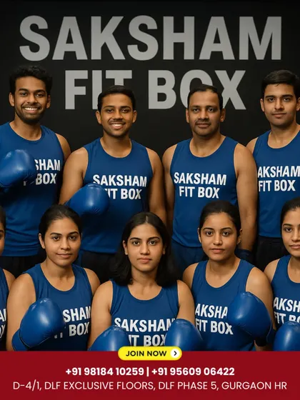 Join our power squad. This team photo captures the spirit of our community, a diverse group of men and women united by their commitment to getting fit and strong together at Saksham Fit Box.