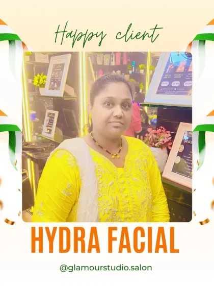 This client is looking radiant and satisfied in our well-lit studio after her Hydra Facial.