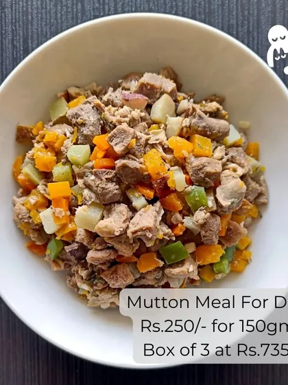 Rich and flavorful, our Mutton Meal is a special treat for your pooch. We use tender mutton chunks, making it a great option for dogs who need to gain weight or just deserve a gourmet meal.