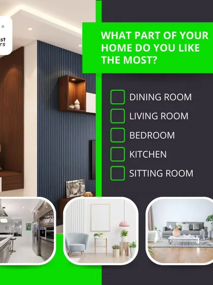 What part of your home do you love the most? This graphic showcases our expertise in designing every room, from living and dining areas to kitchens and bedrooms.