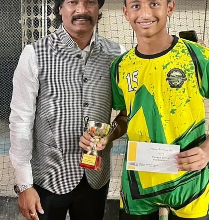 A proud moment for Jordan, receiving the Man of the Tournament award.