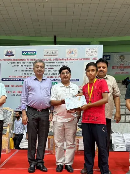 Prateek with his Bronze medal at the All India Sub Junior National Ranking Tournament in Panchkula. Consistent performance at the national level is our goal.