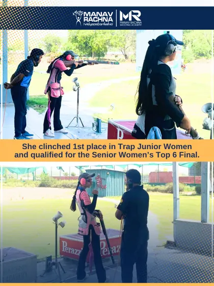 Our shooter Addya Katyal in action during Selection Trial 2. Her performance, clinching 1st place in Trap Junior Women and qualifying for the Senior Women's final, demonstrates the high level of our shotgun training program.