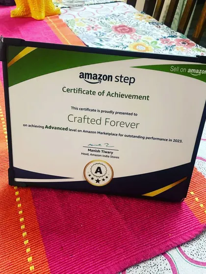 We are so thrilled to have received this Certificate of Achievement from Amazon for our outstanding performance. This is a testament to the hard work of our amazing team.