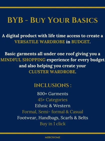 With over 800 garments across 45+ categories, my BYB product is the ultimate tool for a mindful shopping experience.