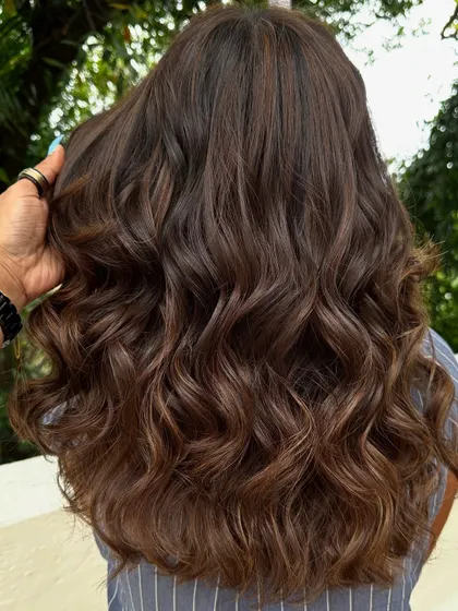 The back view of her holiday-ready hair.