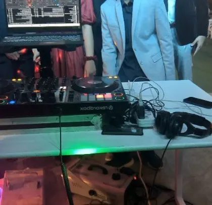 My compact DJ setup for the farewell party.