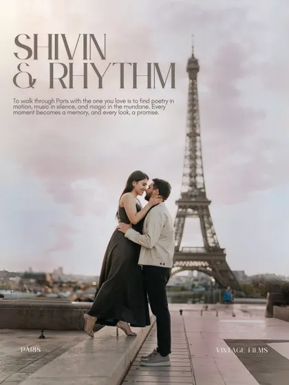A timeless embrace with the Eiffel Tower as a witness. We believe in creating iconic, romantic couple portraits that feel as grand and beautiful as the love story they represent. This moment in Paris captures the magic of a destination pre-wedding shoot.