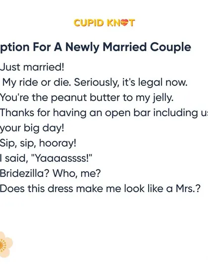 Just married? We've got you covered with captions that are sweet, funny, and perfect for announcing your new status.