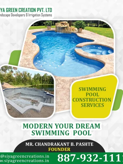 Let me help you modernize your home with a dream swimming pool. This design features a freeform shape with a raised spa, showing how we can combine different elements to create your perfect pool.