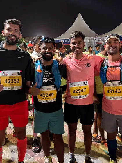 A few snapshots from the NMDC Hyderabad Marathon. From pre-race group selfies to post-race celebrations, we do it all together.