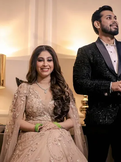 A confident and happy portrait of the engaged couple, looking forward to their future.