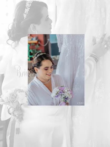 A beautiful collage capturing the quiet, happy moments before she walks down the aisle.