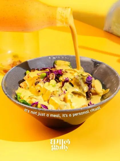 This is not just a meal, it's a personal ritual. The image shows my velvety coconut soup being poured over the bowl of noodles and vegetables from the DIY kit. You get to combine the elements and create your own perfect, comforting bowl.