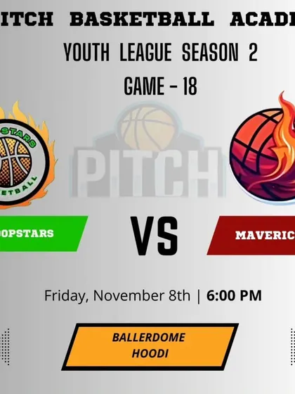 The announcement for an electrifying clash in Game 18 of Season 2 between the Hoopstars and Mavericks.