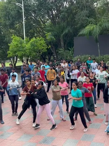 The youth of Atria Institute of Technology showing up with incredible enthusiasm for an early morning dance fitness session. You all were fire.