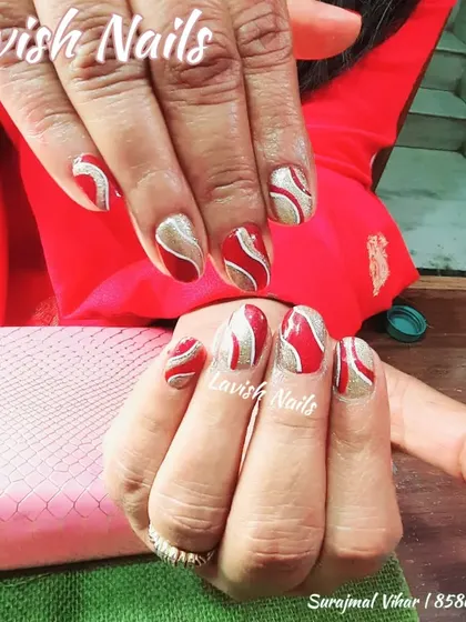 A festive red and gold design with swirling patterns, perfect for the holiday season or a traditional wedding celebration.