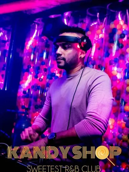 Focused on the mix at Kandy Shop. The colorful ball pit background is a signature feature of this vibrant Adelaide venue.