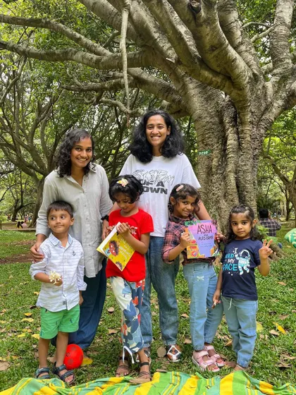 The storytellers with a group of our regular attendees. Building these relationships and watching the children grow week after week is the most rewarding part of what I do.