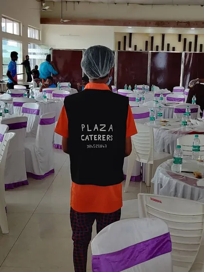 One of our team members at Star Convention Hall, wearing the Plaza Caterers uniform. Our staff is trained to be professional, hygienic, and helpful throughout your event.
