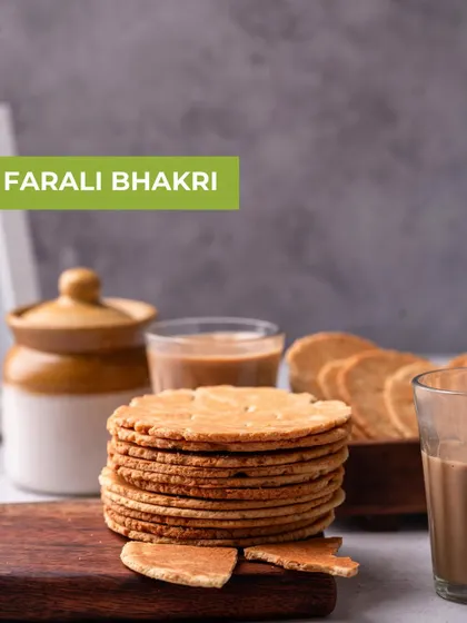 A stack of my crispy Farali Bhakri, perfect for pairing with tea or yogurt during your fast. These are light, delicious, and made with fasting-approved ingredients.