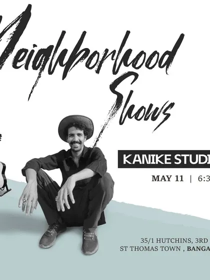A clean, stylish poster for an acoustic music show, highlighting the cozy and personal nature of performances at our studio.