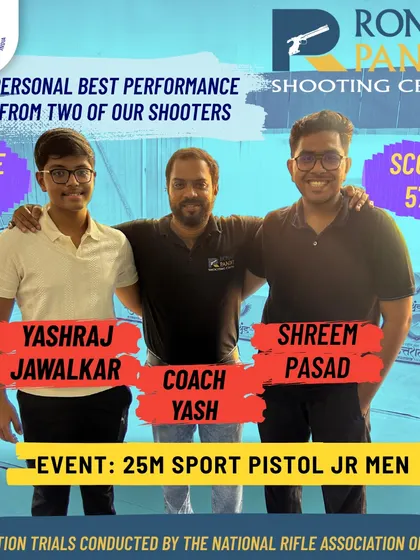 Personal bests for our junior stars Shreem Pasad and Yashraj Jawalkar in the 25m Sport Pistol Jr. Men event at the NRAI Selection Trials. Their continuous improvement under Coach Yash is truly commendable.