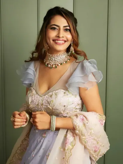 Another beautiful creation by a student, this time a fresh and pretty look with a floral lehenga.