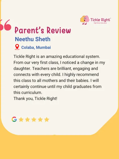 "From our very first class, I noticed a change in my daughter. Teachers are brilliant, engaging and connects with every child." We appreciate these kind words from Neethu Sheth in Colaba, Mumbai.