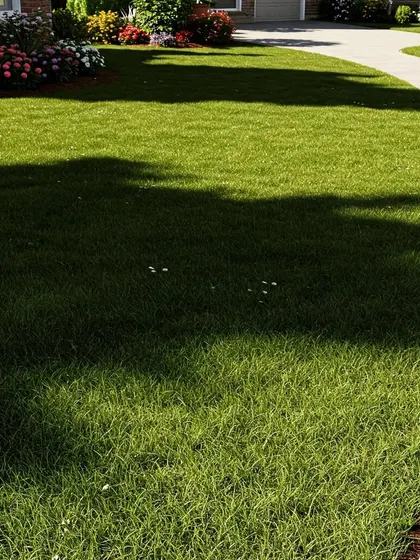 A simple, clean lawn next to a concrete walkway. This shows a basic but well-executed landscape that is neat and easy to maintain.