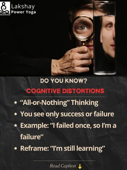 Not every thought is a fact. "All-or-nothing" thinking is a cognitive distortion. I teach how to reframe thoughts from "I failed" to "I'm learning."