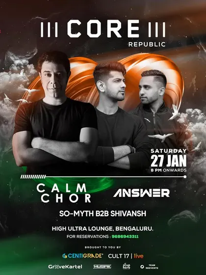 The lineup for our Core Republic edition, featuring homegrown artists Calm Chor and Ankytrixx. We use our festival IP to promote and celebrate both Indian and international talent.