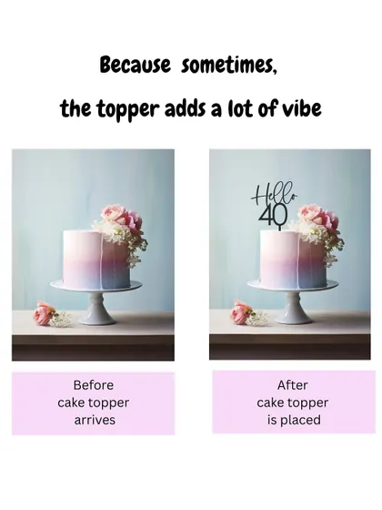 "Hello 40." Mark a milestone birthday in style with our chic and modern acrylic toppers. It's a simple way to elevate your celebration.