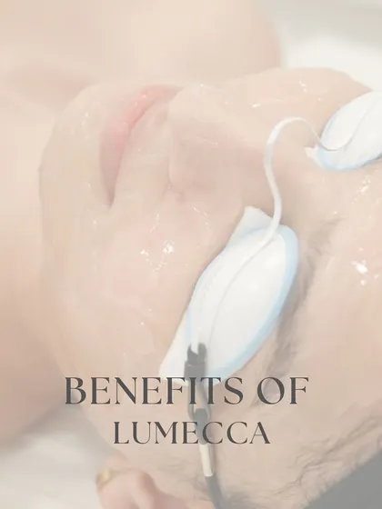 A client prepared for a Lumecca IPL photofacial. This treatment uses selective photothermolysis to deliver comfortable light pulses that rejuvenate the skin and improve its complexion.