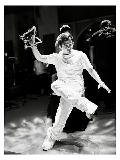 Even during sound check, the energy is there. A fun, dynamic shot of our vocalist.