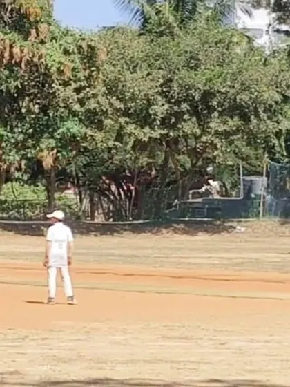 A wide view of the U14 practice match between City Gymkhana and KIOC, showing the conditions and setting of junior-level cricket.