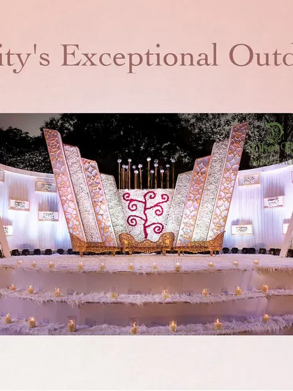Under the open sky, we unfold a symphony of colors and textures. This stunning stage decor, with its warm lighting and intricate patterns, created a captivating ambiance for a special evening.