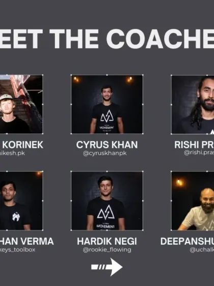 The full, impressive lineup of local and international coaches for our U.N.I.T.E. Parkour event, including Mikeš Korinek from Prague.