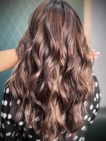 Another angle of the chic and classic brown, showing the beautiful waves and dimensional color.