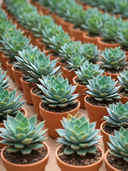 A sea of green, ready for a celebration. This shows a batch of our popular succulent wedding favors, all uniform and ready to be arranged at the event venue.