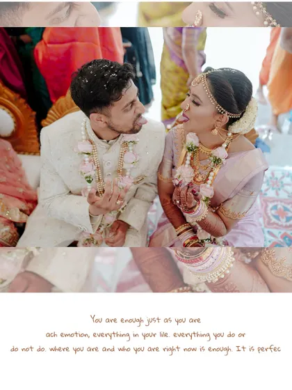 A playful and candid moment between a bride and groom during their ceremony, sticking their tongues out at each other.