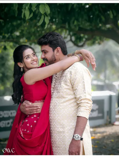 A warm and loving embrace, this couple portrait captures the joy and affection of their pre-wedding celebration.