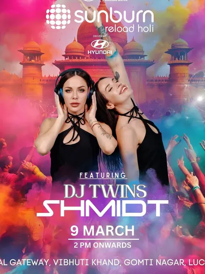 Our official poster for the Sunburn Reload Holi event in Lucknow. We were so excited to bring our Bollytech performance to the city.