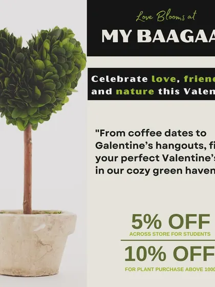 Love blooms at My Baagaan! Our Valentine's offer included special discounts for students and on plant purchases, making it the perfect place for a Galentine's hangout or a coffee date.