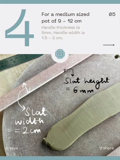 Step 4 of Handle Math: Determine the handle thickness and width. For a medium pot, a 6mm thickness and 1.5-2cm width provides a sturdy and comfortable grip.