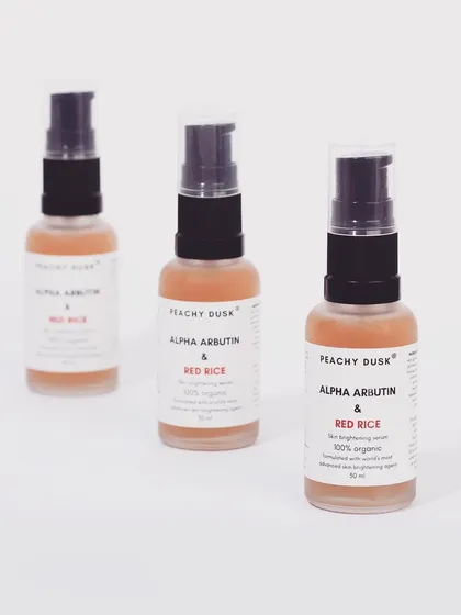 Introducing my Alpha Arbutin and Red Rice Skin Brightening Serum. This 100% plant-based and handcrafted formula helps reduce melanin formation and improves skin tone for a brighter, healthier look.