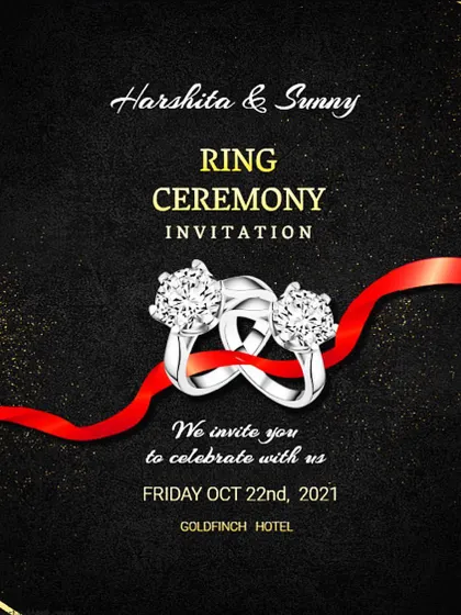 An invitation for a private ring ceremony I had the pleasure of DJing. I am available for all pre-wedding events, including engagement parties and cocktail nights.