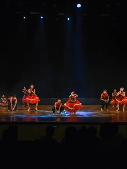 A wide shot of our little stars performing a Bollywood routine at the Kamani Auditorium for our annual Zest showcase. Seeing them fill the big stage is always a proud moment.