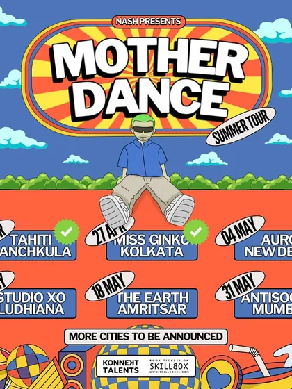 The official poster for the Mother Dance Summer Tour. This shows how we take the unique vibe of our party on the road to different cities.